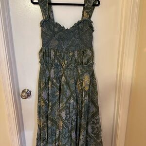 Free people Floral Green and Yellow maxi dress